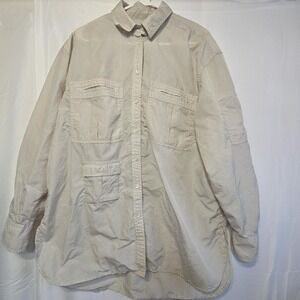 Banana Republic BR Sport Shirt Jacket Mens L Tall Beige Nylon Button Front